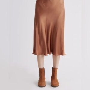 Quince Washable Silk Skirt Copper Brown Size M